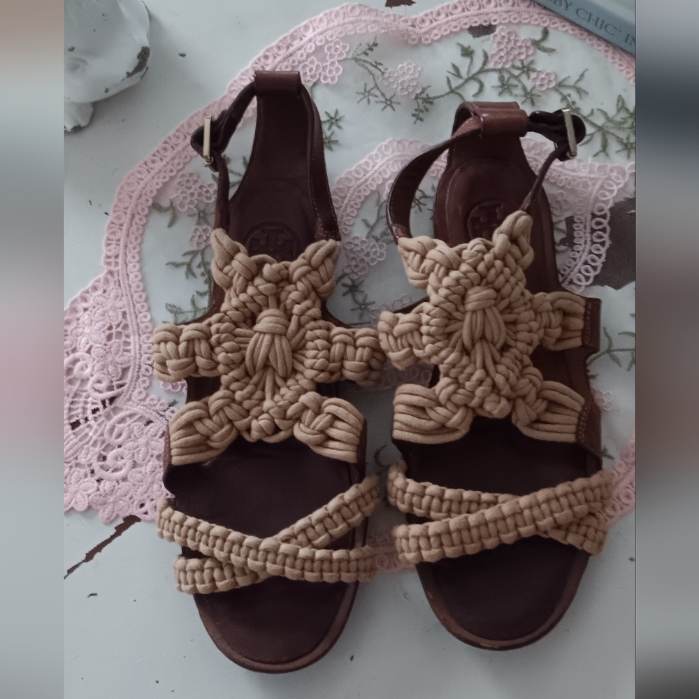 Tory Burch Tan and Brown Sandals